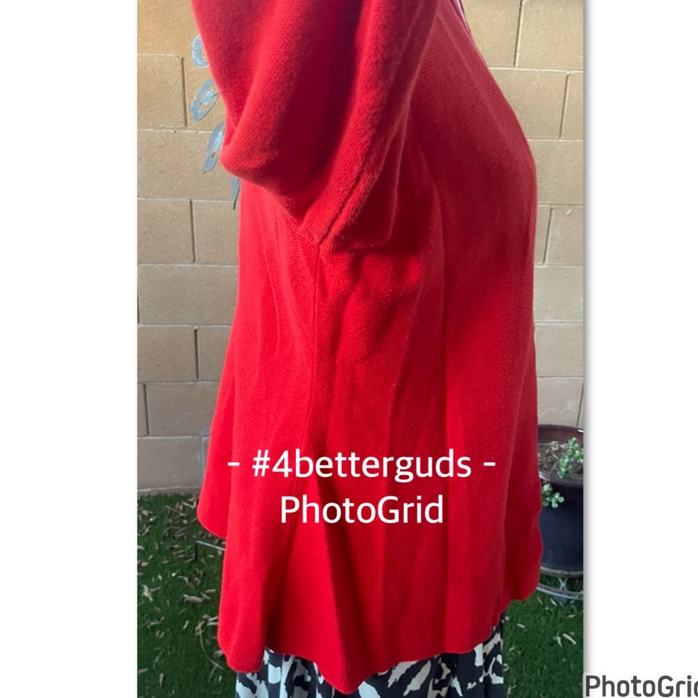 Eileen Fisher OpenโCardigan Organic Cotton Knit Sweater Red Large - Picture 9 of 16